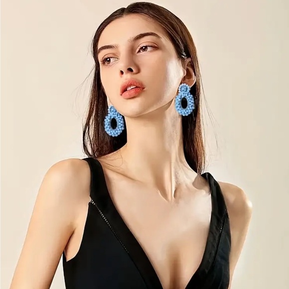 Black Rainbow Crystal Statement Earrings - Picture 2 of 3